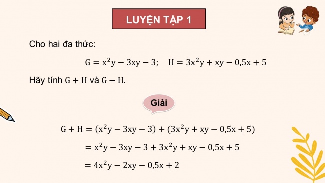 Soạn giáo án điện tử Toán 8 KNTT Bài 3: Phép cộng và phép trừ đa thức