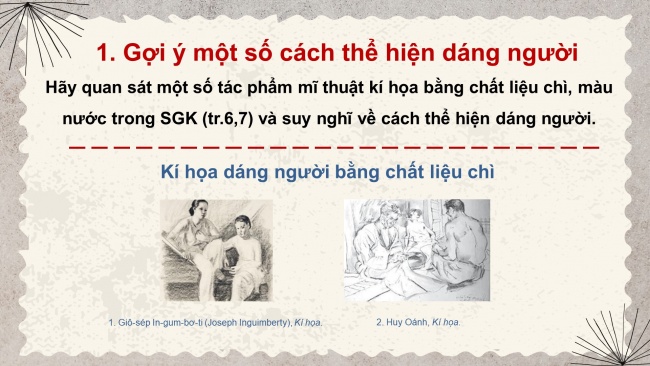 Soạn giáo án điện tử Mĩ thuật 8 KNTT Bài 1: Hình tượng con người trong sáng tạo mĩ thuật