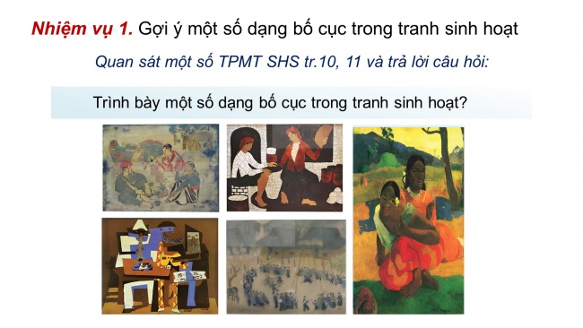 Soạn giáo án điện tử Mĩ thuật 8 KNTT Bài 2: Một số dạng bố cục trong tranh sinh hoạt