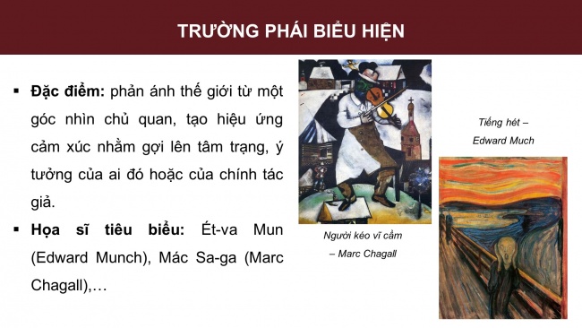 Soạn giáo án điện tử Mĩ thuật 8 KNTT Bài 7: Một số trường phái mĩ thuật phương Tây thời kì hiện đại