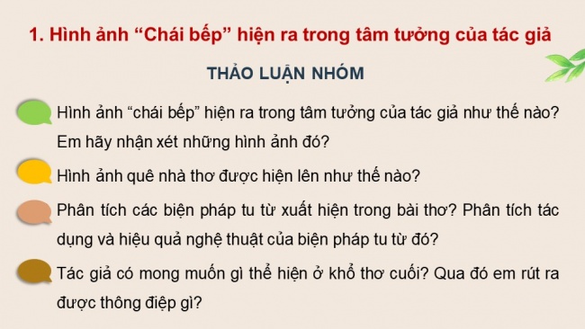 Soạn giáo án điện tử Ngữ văn 8 CTST Bài 1 Đọc 4: Chái bếp