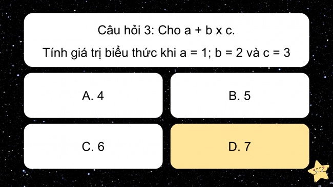 Soạn giáo án điện tử toán 4 CTST Bài 12: Biểu thức có chứa chữ (tiếp theo)