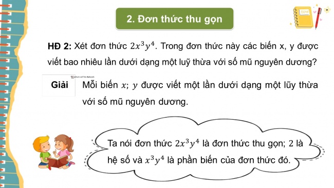 Soạn giáo án điện tử Toán 8 CD Chương 1 Bài 1: Đơn thức nhiều biến. Đa thức nhiều biến