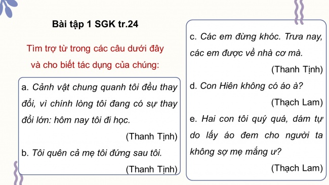 Soạn giáo án điện tử Ngữ văn 8 CD Bài 1 TH tiếng Việt: Trợ từ và thán từ