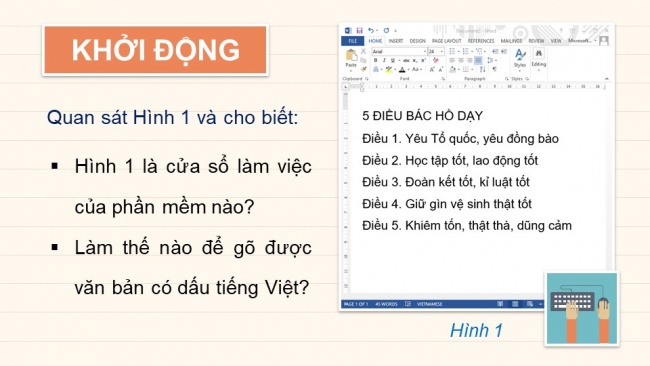 Soạn giáo án điện tử tin học 4 CTST Bài 7: Soạn thảo văn bản tiếng Việt