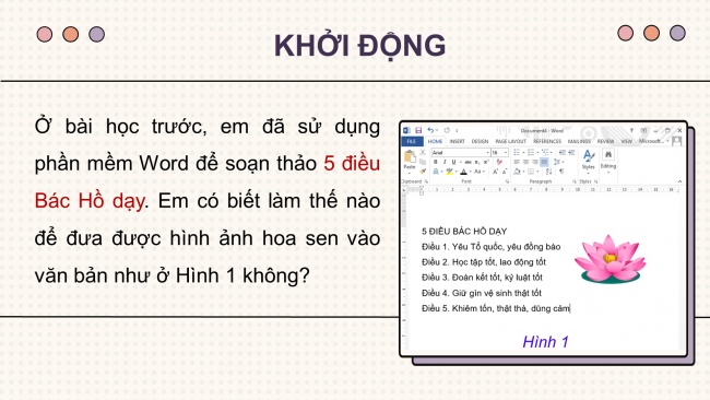 Soạn giáo án điện tử tin học 4 CTST Bài 8: Chèn hình ảnh, sao chép, di chuyển, xoá văn bản