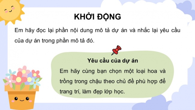 Soạn giáo án điện tử công nghệ 4 CTST Dự án 1: Em trồng hoa trang trí lớp học