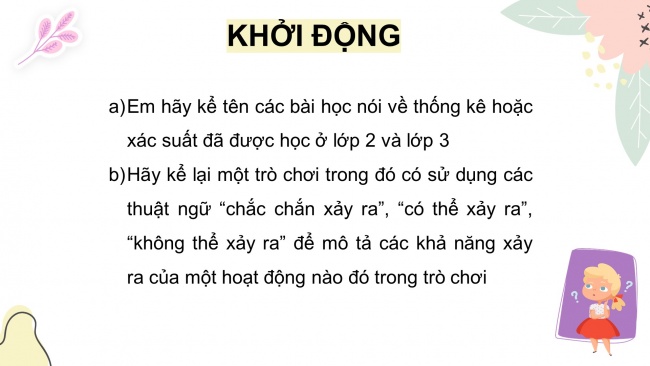 Soạn giáo án điện tử toán 4 cánh diều Bài 3: Ôn tập về một số yếu tố thống kê và xác suất