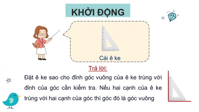 Soạn giáo án điện tử toán 4 cánh diều Bài 21: Hai đường thẳng vuông góc. Vẽ hai đường thẳng vuông góc