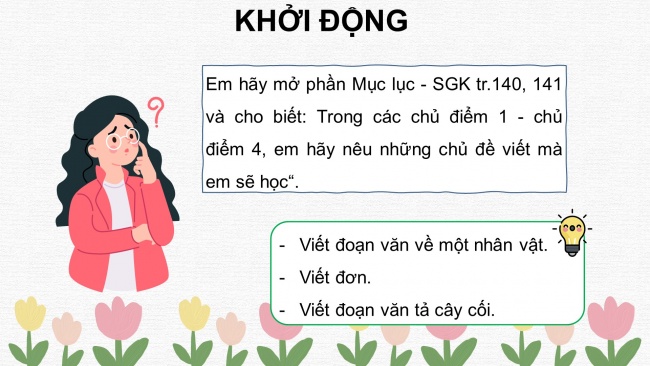 Soạn giáo án điện tử tiếng việt 4 cánh diều Bài 1 Viết 1: Viết đoạn văn về một nhân vật