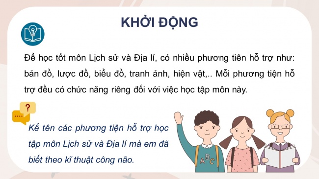 Soạn giáo án điện tử lịch sử và địa lí 4 cánh diều Bài 1: Làm quen với phương tiện học tập môn Lịch sử và Địa lí