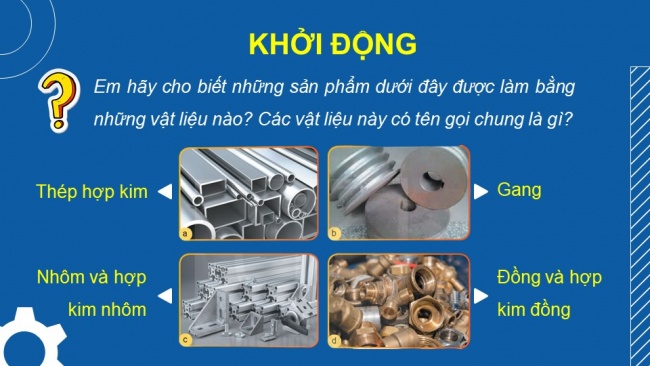 Soạn giáo án điện tử Công nghệ cơ khí 11 KNTT Bài 4: Vật liệu kim loại và hợp kim