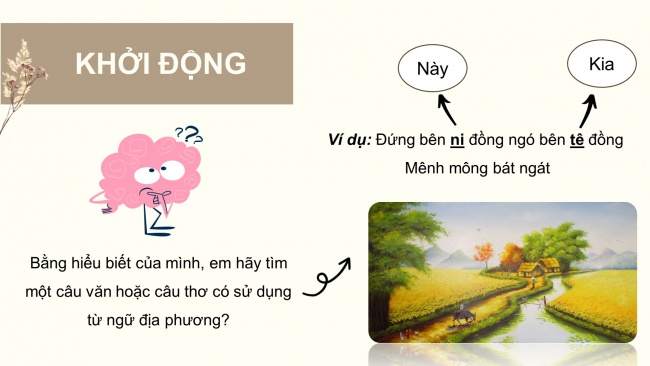 Soạn giáo án điện tử Ngữ văn 8 KNTT Bài 1 TH tiếng Việt: Từ ngữ địa phương