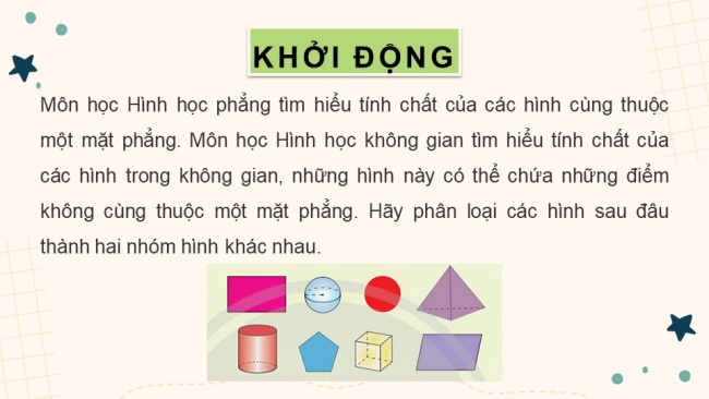 Soạn giáo án điện tử toán 11 CTST Bài 1: Điểm, đường thẳng và mặt phẳng trong không gian