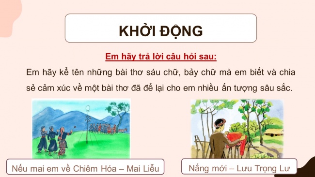 Soạn giáo án điện tử Ngữ văn 8 CD Bài 2 Viết 1: Viết đoạn văn ghi lại cảm nghĩ sau khi đọc một bài thơ sáu chữ, bảy chữ