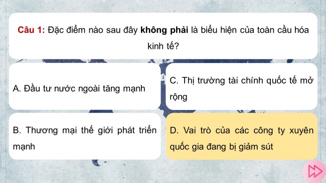 Soạn giáo án điện tử địa lí 11 Cánh diều Bài 4: Thực hành: Tìm hiểu về toàn cầu hoá, khu vực hoá