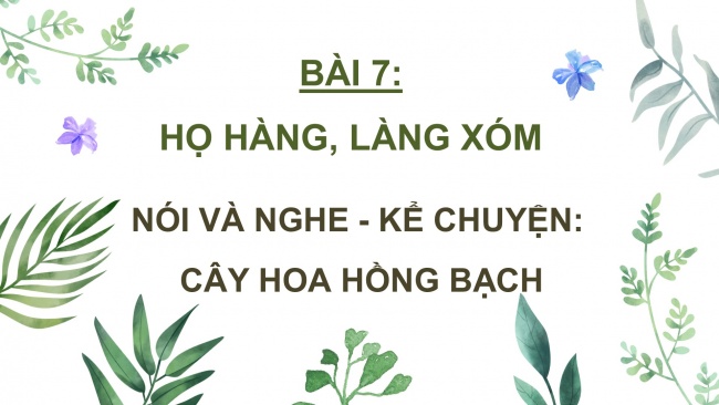 Soạn giáo án điện tử Tiếng Việt 4 CD Bài 7 Nói và nghe 1: Kể chuyện: Cây hoa hồng bạch