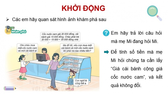 Soạn giáo án điện tử toán 4 KNTT Bài 24: Tính chất giao hoán và kết hợp của phép cộng