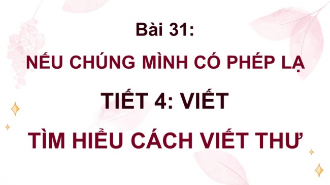 Soạn giáo án điện tử tiếng việt 4 KNTT Bài 31 Viết Tìm hiểu cách viết thư