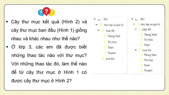 Soạn giáo án điện tử tin học 4 CTST Bài 5: Thao tác với thư mục, tệp