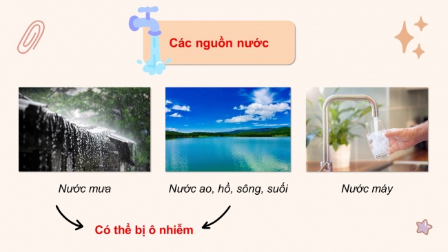 Soạn giáo án điện tử khoa học 4 KNTT Bài 3: Sự ô nhiễm và bảo vệ nguồn nước. Một số cách làm sạch nước