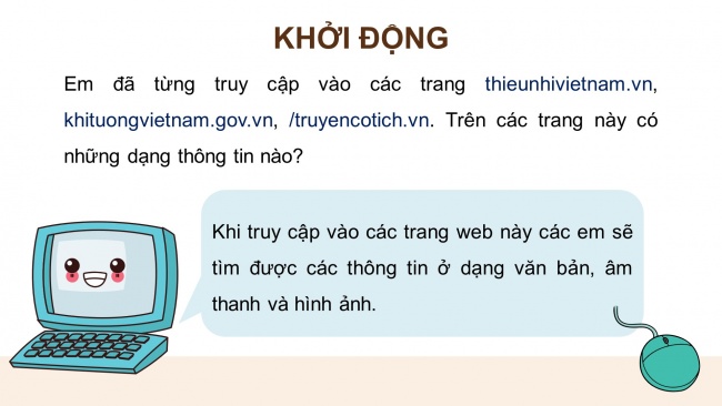 Soạn giáo án điện tử tin học 4 CTST Bài 3: Thông tin trên trang web