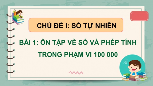 Soạn giáo án điện tử toán 4 cánh diều Bài 1: Ôn tập về số và phép tính trong phạm vi 100000