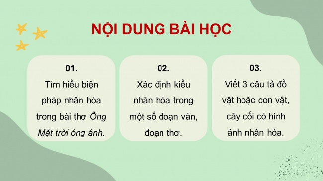 Soạn giáo án điện tử tiếng việt 4 cánh diều Bài 3 Luyện từ và câu 2: Luyện tập về nhân hoá