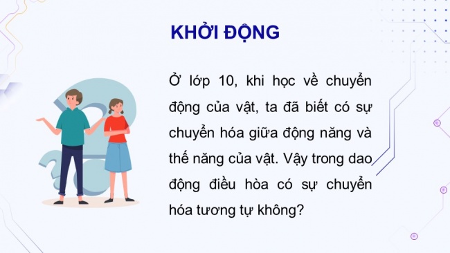 Soạn giáo án điện tử vật lí 11 KNTT Bài 5: Động năng. Thế năng. Sự chuyển hoá năng lượng trong dao động điều hoà