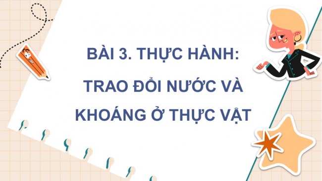 Soạn giáo án điện tử sinh học 11 CTST Bài 3: Thực hành: Thí nghiệm trao đổi nước ở thực vật và trồng cây bằng thuỷ canh, khí canh