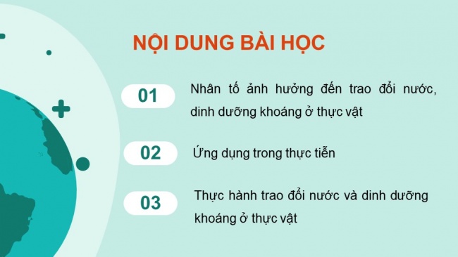 Soạn giáo án điện tử sinh học 11 Cánh diều  Bài 3: Các nhân tố ảnh hưởng đến trao đổi nước và khoáng ở thực vật