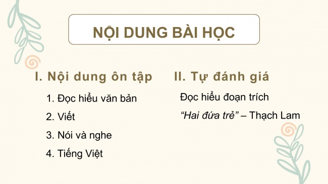 Soạn giáo án điện tử ngữ văn 11 Cánh diều: Ôn tập và tự đánh giá cuối học kì 1