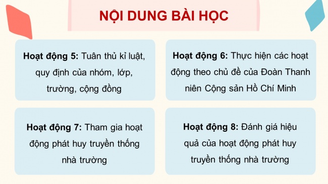 Soạn giáo án điện tử hoạt động trải nghiệm 11 Cánh diều Chủ đề 1: Xây dựng và phát triển nhà trường (P2)