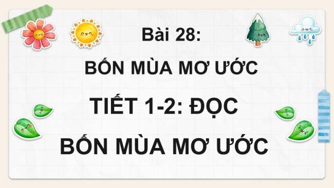 Soạn giáo án điện tử tiếng việt 4 KNTT Bài 28 Đọc Bốn mùa mơ ước