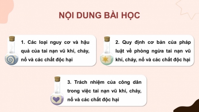 Soạn giáo án điện tử Công dân 8 KNTT Bài 9: Phòng ngừa tai nạn vũ khí, cháy, nổ và các chất độc hại