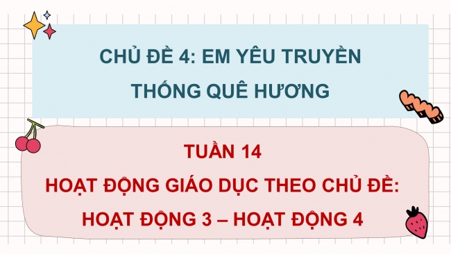 Soạn giáo án điện tử HĐTN 4 CTST bản 1 Chủ đề 4 Tuần 14: HĐGDTCĐ - Hoạt động 3, 4