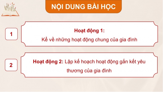 Soạn giáo án điện tử HĐTN 4 CTST bản 2 Tuần 6: HĐGDTCĐ - Kế hoạch hoạt động gắn kết yêu thương của gia đình