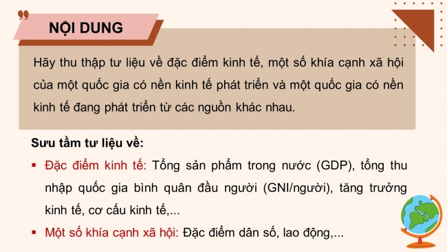 Soạn giáo án điện tử địa lí 11 CTST Bài 2: Thực hành: Tìm hiểu về kinh tế - xã hội của các nhóm nước