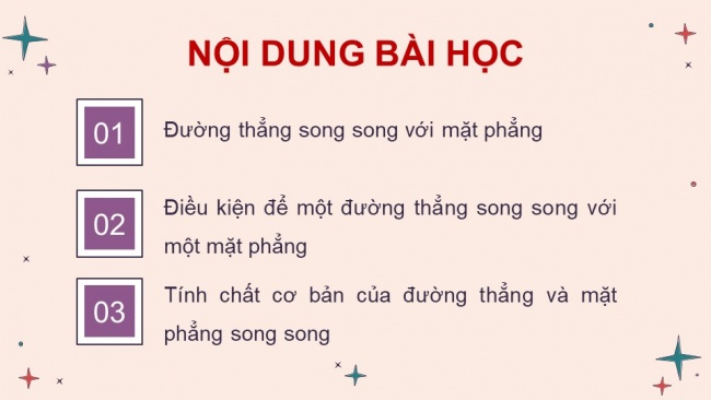 Soạn giáo án điện tử toán 11 CTST Bài 3: Đường thẳng và mặt phẳng song song