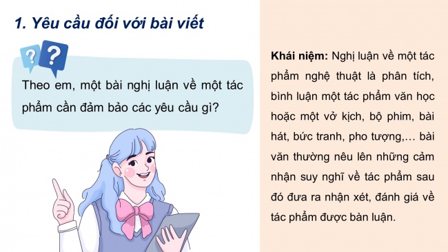 Soạn giáo án điện tử ngữ văn 11 Cánh diều  Bài 2 Viết: Viết bài nghị luận về một tác phẩm nghệ thuật