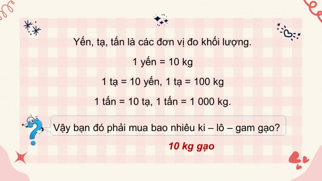 Soạn giáo án điện tử toán 4 CTST Bài 36: Yến, tạ, tấn