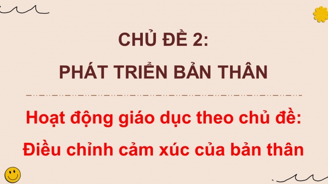 Soạn giáo án điện tử HĐTN 8 CD Chủ đề 2 - HĐGDTCĐ: Điều chỉnh cảm xúc của bản thân