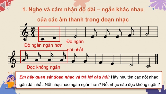 Soạn giáo án điện tử âm nhạc 4 KNTT Tiết 9: Lí thuyết âm nhạc: Giới thiệu các hình nốt; Đọc nhạc: Bài số 2