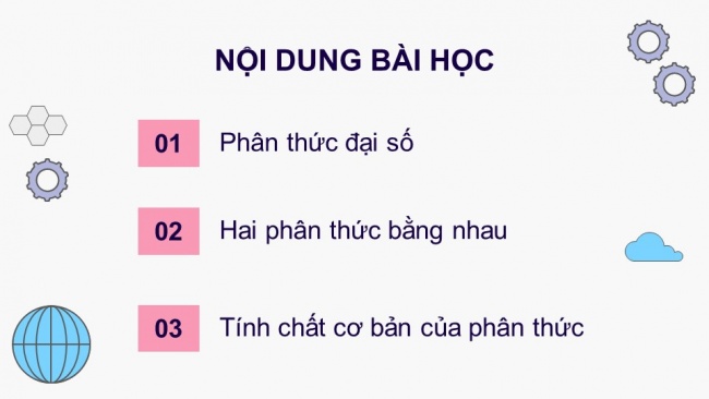 Soạn giáo án điện tử Toán 8 CTST Chương 1 Bài 5: Phân thức đại số