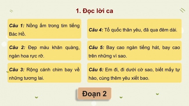 Soạn giáo án điện tử âm nhạc 4 CTST CĐ1 Tiết 2: Hát; Nhạc cụ tiết tấu; Lí thuyết âm nhạc