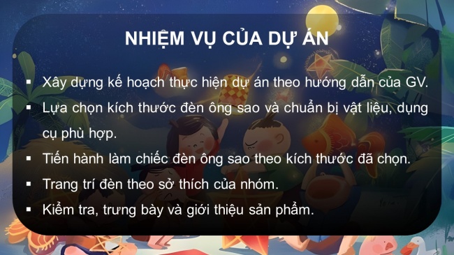 Soạn giáo án điện tử công nghệ 4 CTST Dự án 2: Em làm đèn ông sao