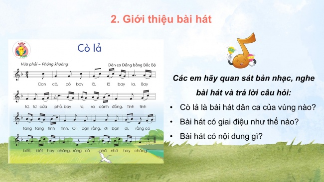 Soạn giáo án điện tử âm nhạc 4 cánh diều Tiết 5: Hát: Cò lả