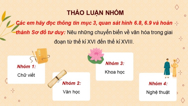 Soạn giáo án điện tử Lịch sử 8 CTST Bài 6: Kinh tế, văn hoá và tôn giáo ở Đại Việt trong các thế kỉ XVI - XVIII (P2)