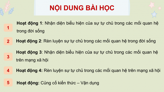 Soạn giáo án điện tử HĐTN 8 CD Chủ đề 4 - HĐGDTCĐ: Tự chủ trong các mối quan hệ