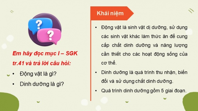 Soạn giáo án điện tử sinh học 11 Cánh diều Bài 6: Dinh dưỡng và tiêu hoá ở động vật (P1)